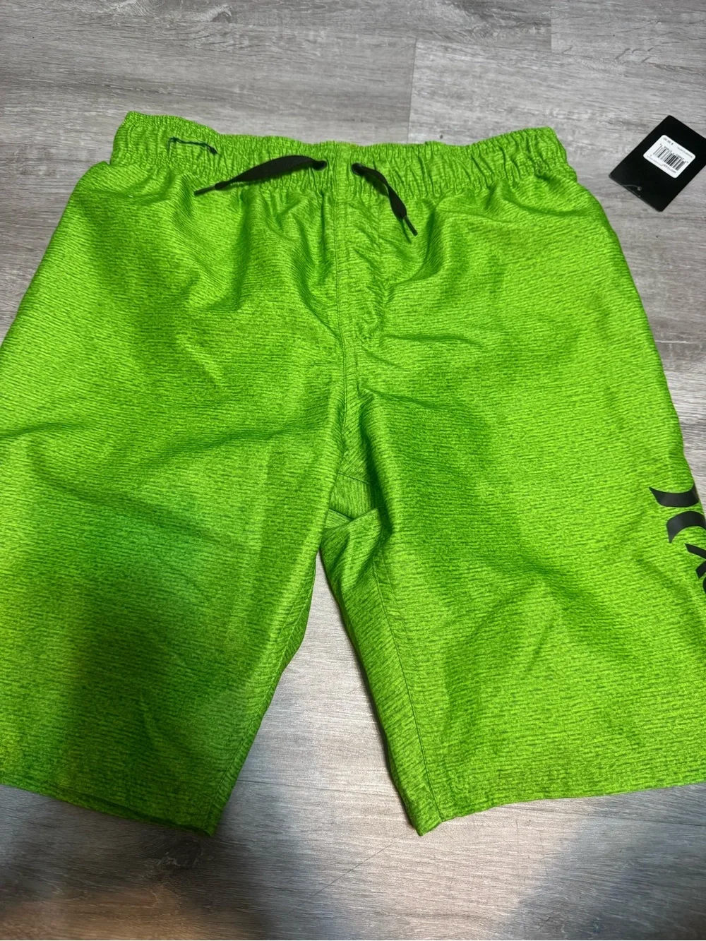 Hurley Neon Green Athletic Swim Shorts with Black Logo
